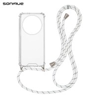 Θήκη Σιλικόνης με Κορδόνι Sonique Armor Clear Honor Magic5 Lite 5G Rainbow Λευκό