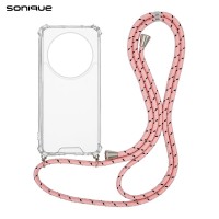 Θήκη Σιλικόνης με Κορδόνι Sonique Armor Clear Honor Magic6 Lite 5G Rainbow Ροζ