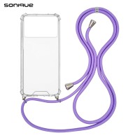 Θήκη Σιλικόνης με Κορδόνι Sonique Armor Clear Xiaomi Poco X6 Pro 5G Λιλά