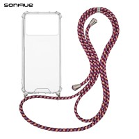 Θήκη Σιλικόνης με Κορδόνι Sonique Armor Clear Xiaomi Poco X6 Pro 5G Rainbow Μπορντό