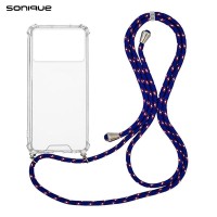 Θήκη Σιλικόνης με Κορδόνι Sonique Armor Clear Xiaomi Poco X6 Pro 5G Rainbow Μπλε