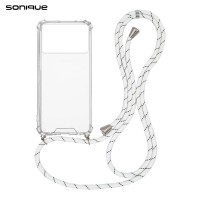 Θήκη Σιλικόνης με Κορδόνι Sonique Armor Clear Xiaomi Poco X6 Pro 5G Rainbow Λευκό