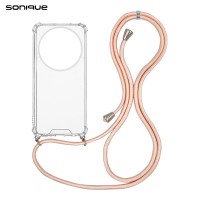 Θήκη Σιλικόνης με Κορδόνι Sonique Armor Clear Xiaomi Redmi A3 / Redmi A3x Ροζ Σατινέ