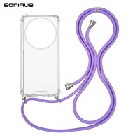 Θήκη Σιλικόνης με Κορδόνι Sonique Armor Clear Xiaomi Redmi A3 / Redmi A3x Λιλά