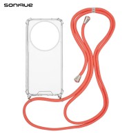 Θήκη Σιλικόνης με Κορδόνι Sonique Armor Clear Xiaomi Redmi A3 / Redmi A3x Κοραλλί