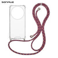 Θήκη Σιλικόνης με Κορδόνι Sonique Armor Clear Xiaomi Redmi A3 / Redmi A3x Rainbow Μπορντό