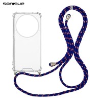Θήκη Σιλικόνης με Κορδόνι Sonique Armor Clear Xiaomi Redmi A3 / Redmi A3x Rainbow Μπλε