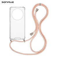 Θήκη Σιλικόνης με Κορδόνι Sonique Armor Clear Realme 12 Pro 5G / Realme 12 Pro Plus 5G Ροζ Σατινέ