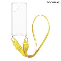 Θήκη Σιλικόνης με Strap Sonique Armor Clear Apple iPhone 16 Plus Κίτρινο