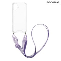 Θήκη Σιλικόνης με Strap Sonique Armor Clear Apple iPhone 16 Plus Λιλά