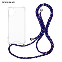 Θήκη Σιλικόνης με Κορδόνι Sonique Armor Clear Apple iPhone 16 Plus Rainbow Μαύρο