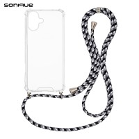 Θήκη Σιλικόνης με Κορδόνι Sonique Armor Clear Apple iPhone 16 Plus Rainbow Λευκό