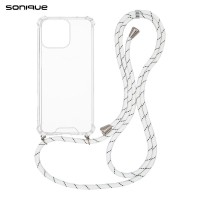 Θήκη Σιλικόνης με Κορδόνι Sonique Armor Clear Apple iPhone 16 Pro Rainbow Λευκό