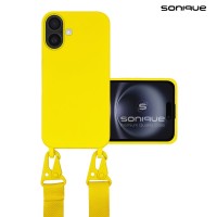 Θήκη Σιλικόνης με Strap CarryHang Sonique Apple iPhone 16 Κίτρινο