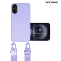 Θήκη Σιλικόνης με Strap CarryHang Sonique Apple iPhone 16 Λιλά