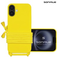 Θήκη Σιλικόνης με Κορδόνι CarryHang Sonique Apple iPhone 16 Κίτρινο