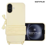 Θήκη Σιλικόνης με Κορδόνι CarryHang Sonique Apple iPhone 16 Μπεζ
