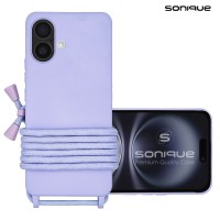Θήκη Σιλικόνης με Κορδόνι CarryHang Sonique Apple iPhone 16 Plus Λιλά