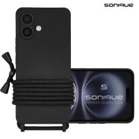 Θήκη Σιλικόνης με Κορδόνι CarryHang Sonique Apple iPhone 16 Plus Μαύρο