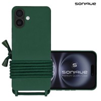 Θήκη Σιλικόνης με Κορδόνι CarryHang Sonique Apple iPhone 16 Plus Πράσινο Σκούρο