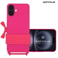 Θήκη Σιλικόνης με Κορδόνι CarryHang Sonique Apple iPhone 16 Plus Φούξια