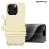 Θήκη Σιλικόνης με Κορδόνι CarryHang Sonique Apple iPhone 16 Pro Max Μπεζ