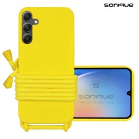 Θήκη Σιλικόνης με Κορδόνι CarryHang Sonique Samsung Galaxy A35 5G Κίτρινο