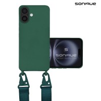 Θήκη Σιλικόνης με Strap CarryHang Sonique Apple iPhone 16 Plus Πράσινο Σκούρο