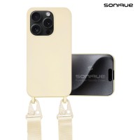 Θήκη Σιλικόνης με Strap CarryHang Sonique Apple iPhone 16 Pro Μπεζ