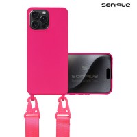 Θήκη Σιλικόνης με Strap CarryHang Sonique Apple iPhone 16 Pro Max Φούξια