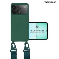 Θήκη Σιλικόνης με Strap CarryHang Sonique Xiaomi Poco F6 Pro 5G Πράσινο Σκούρο