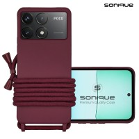 Θήκη Σιλικόνης με Κορδόνι CarryHang Sonique Xiaomi Poco F6 Pro 5G Μπορντό