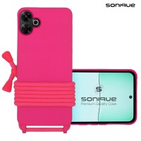 Θήκη Σιλικόνης με Κορδόνι CarryHang Sonique Xiaomi Redmi 13 4G / Poco M6 4G Φούξια