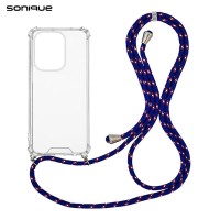 Θήκη Σιλικόνης με Κορδόνι Sonique Armor Clear Xiaomi Redmi Note 13 Pro 4G / Poco M6 Pro 4G / Redmi Note 14S Rainbow Μπλε