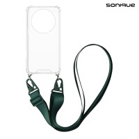 Θήκη Σιλικόνης με Strap Sonique Armor Clear Xiaomi Redmi 14C 4G / Poco C75 4G / Redmi A4 5G Πράσινο Σκούρο
