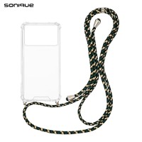 Θήκη Σιλικόνης με Κορδόνι Sonique Armor Clear Xiaomi Poco F6 Pro 5G Rainbow Πράσινο