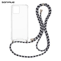 Θήκη Σιλικόνης με Κορδόνι Sonique Armor Clear Motorola Moto G72 Rainbow Μαύρο