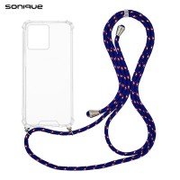Θήκη Σιλικόνης με Κορδόνι Sonique Armor Clear Motorola Moto G84 5G Rainbow Μπλε