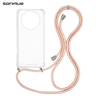 Θήκη Σιλικόνης με Κορδόνι Sonique Armor Clear Realme 12 5G / Realme 12x Ροζ Σατινέ