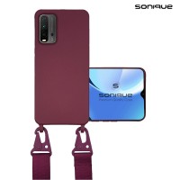 Θήκη Σιλικόνης με Strap CarryHang Sonique Xiaomi Poco M3 / Redmi 9T Μπορντό