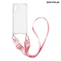 Θήκη Σιλικόνης με Strap Sonique Armor Clear Samsung Galaxy A16 4G / Galaxy A16 5G Ροζ