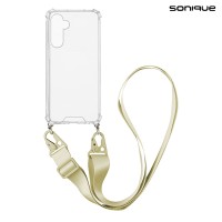 Θήκη Σιλικόνης με Strap Sonique Armor Clear Samsung Galaxy M55 5G Μπεζ