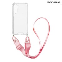 Θήκη Σιλικόνης με Strap Sonique Armor Clear Samsung Galaxy M55 5G Ροζ