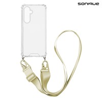Θήκη Σιλικόνης με Strap Sonique Armor Clear Samsung Galaxy S24 FE Μπεζ