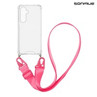 Θήκη Σιλικόνης με Strap Sonique Armor Clear Samsung Galaxy S24 FE Φούξια