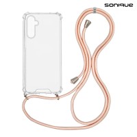 Θήκη Σιλικόνης με Κορδόνι Sonique Armor Clear Samsung Galaxy A16 4G / Galaxy A16 5G Ροζ Σατινέ
