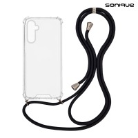 Θήκη Σιλικόνης με Κορδόνι Sonique Armor Clear Samsung Galaxy A16 4G / Galaxy A16 5G Μαύρο