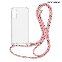 Θήκη Σιλικόνης με Κορδόνι Sonique Armor Clear Samsung Galaxy A16 4G / Galaxy A16 5G Rainbow Ροζ