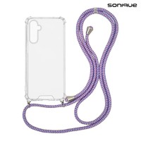 Θήκη Σιλικόνης με Κορδόνι Sonique Armor Clear Samsung Galaxy A16 4G / Galaxy A16 5G Rainbow Λιλά