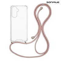 Θήκη Σιλικόνης με Κορδόνι Sonique Armor Clear Samsung Galaxy A26 5G Ροζ Χρυσό Σατινέ